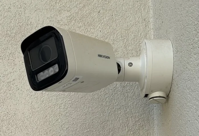 Wall-mounted CCTV camera installed by POWER