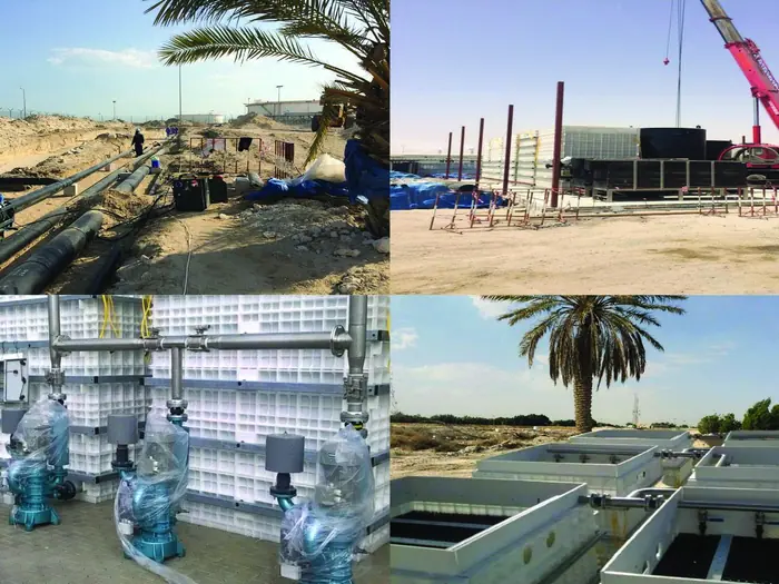 Sewer network pipework at Mina Zour