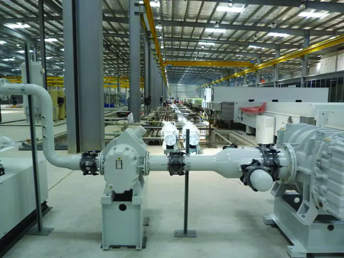 Process pipework at the Sanam Glass factory