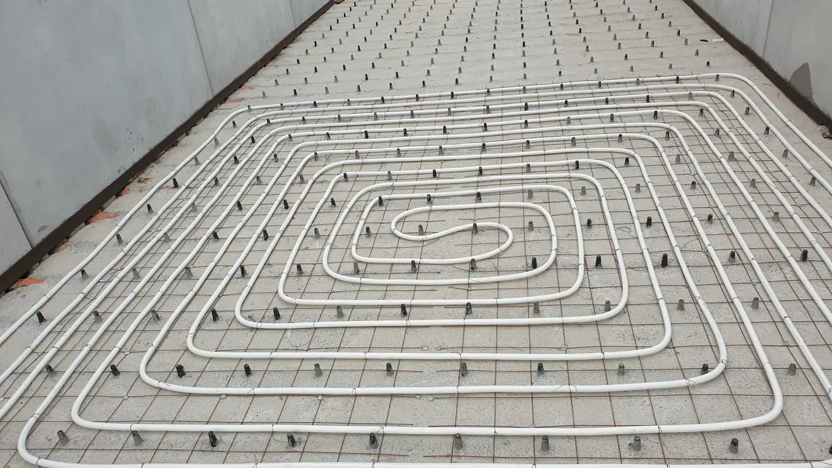 Floor heating pipework in the Umm Al Hayman sludge composting area