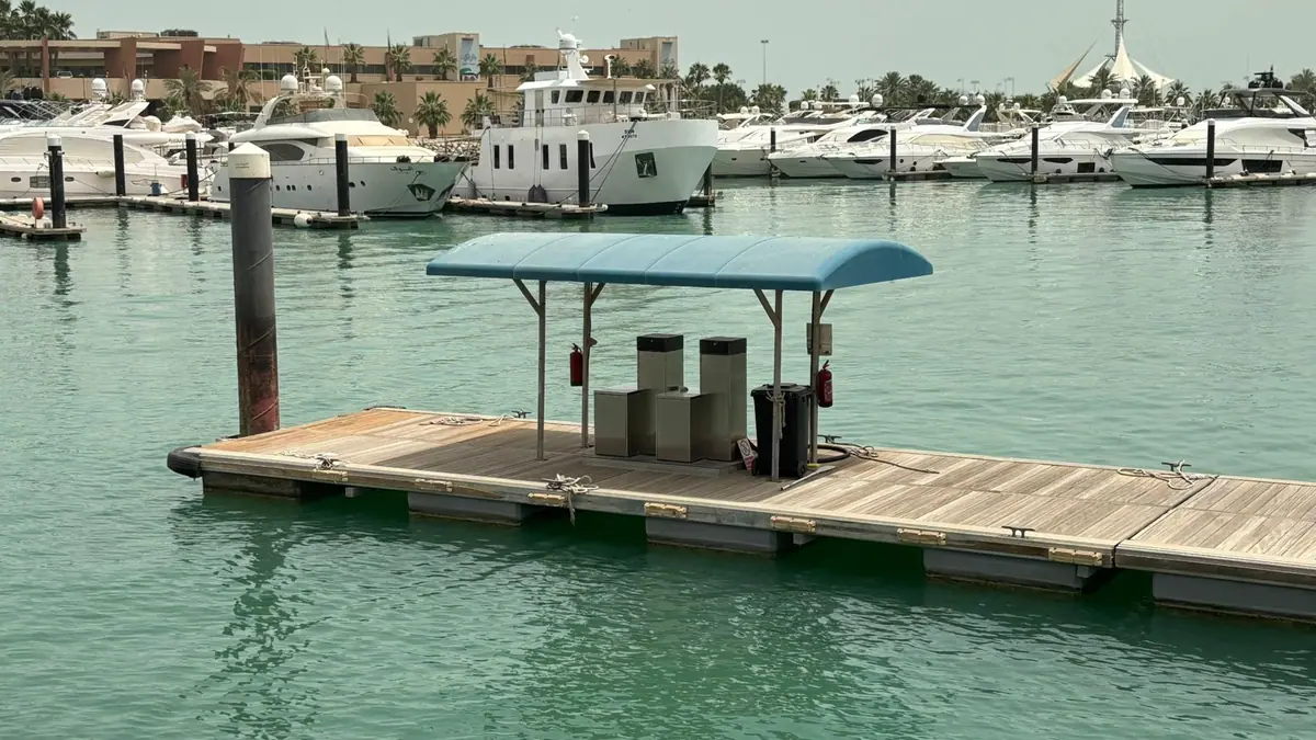 Floating fuel pontoon at Salmiya Marina
